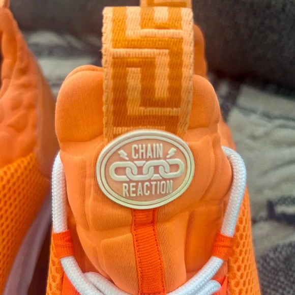 VERSACE MENS NEON ORANGE CHAIN REACTION SNEAKERS - Size 46 - $995 - Picture 10 of 14